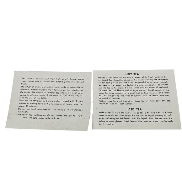 Vintage 1983 2 Qt Whistling Tea Kettle Porcelain Enamel Ivory W/Box Towle - Picture 8 of 16